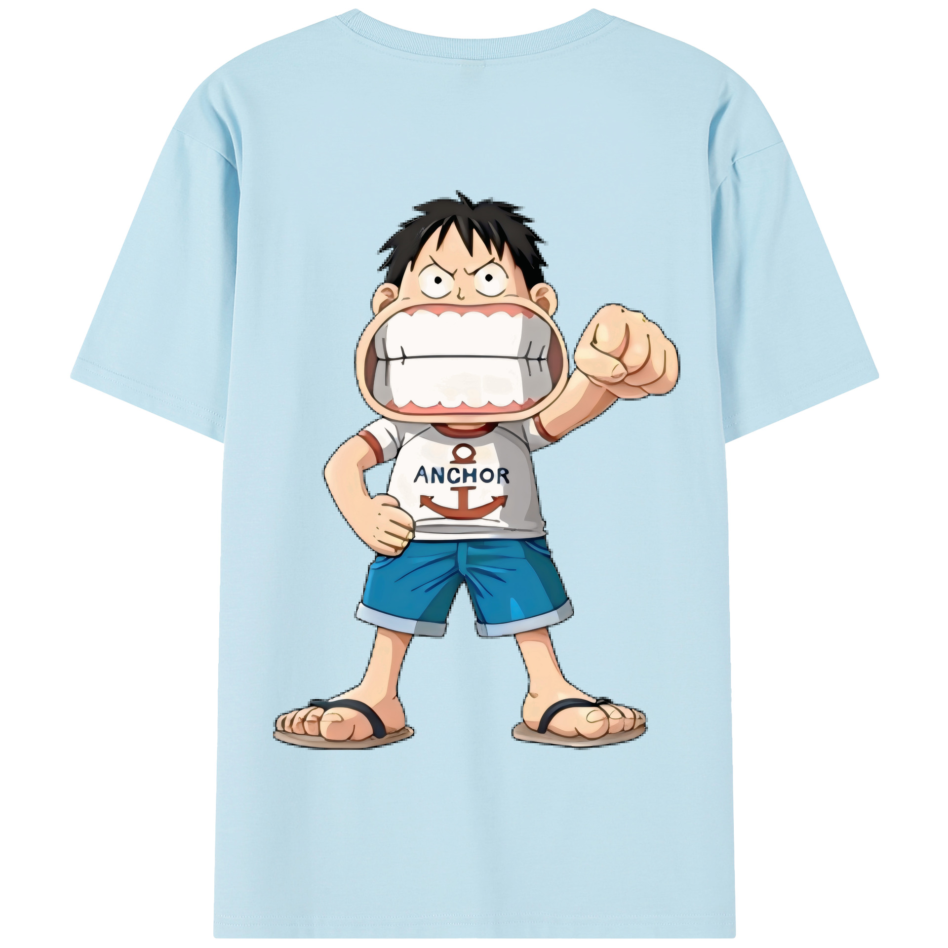 ワンピース モンキー・D・ルフィ ONE PIECE Monkey D. Luffy 綿100％半袖Tシャツ（背面プリント）